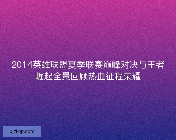 2014英雄联盟夏季联赛巅峰对决与王者崛起全景回顾热血征程荣耀