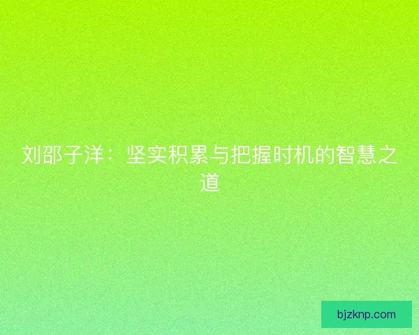 刘邵子洋：坚实积累与把握时机的智慧之道