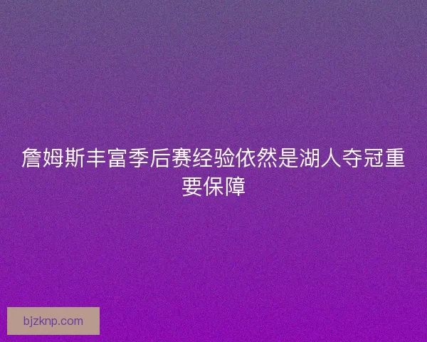 詹姆斯丰富季后赛经验依然是湖人夺冠重要保障 詹姆斯丰富季后赛经验依然是湖人夺冠重要保障