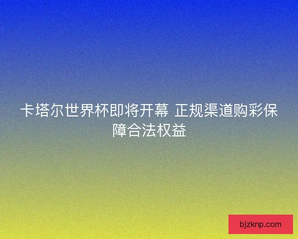 卡塔尔世界杯即将开幕 正规渠道购彩保障合法权益